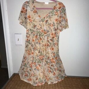 Siren Lily Cream Dress with Floral Accents